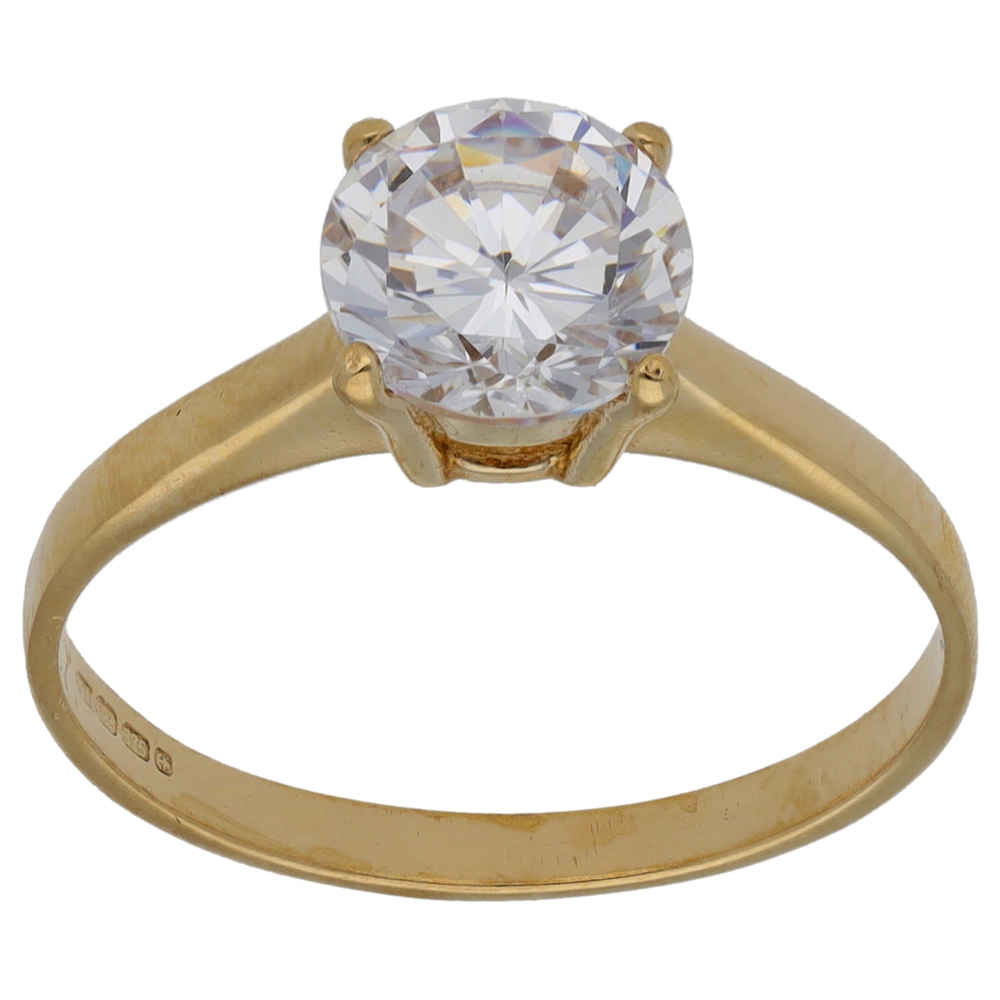 9ct Gold Cubic Zirconia Single Stone Ring Size M