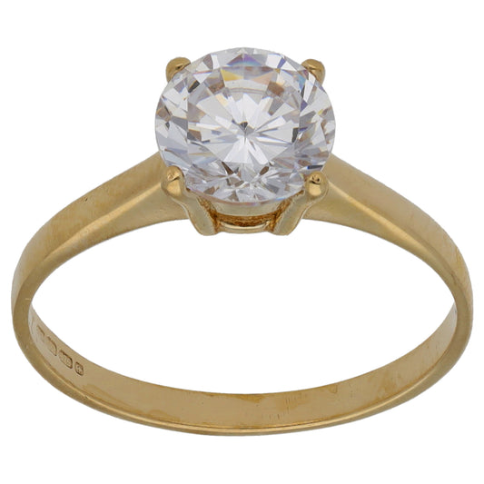 9ct Gold Cubic Zirconia Single Stone Ring Size M