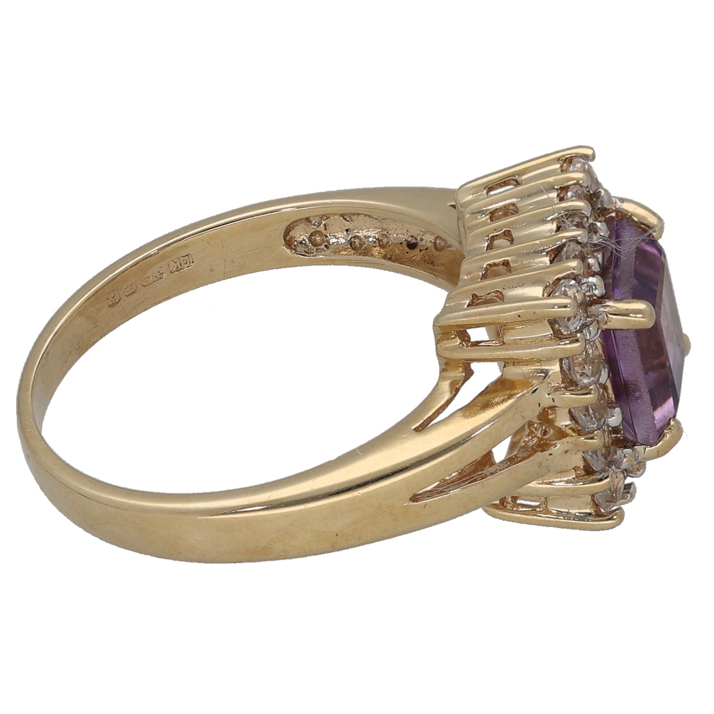 9ct Gold Amethyst & Imitation Dress/Cocktail Ring Size K