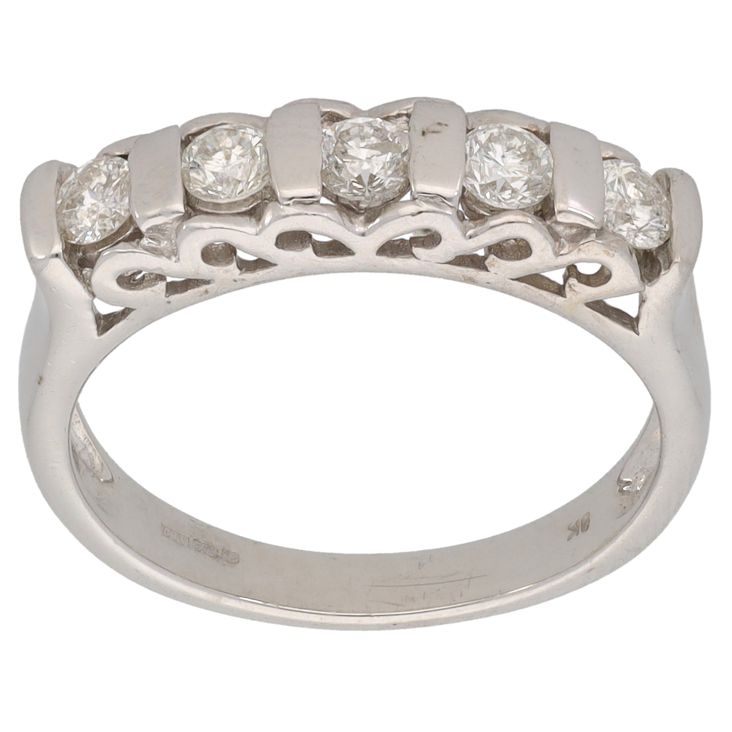 9ct White Gold 0.50ct Diamond Half Eternity Ring Size N