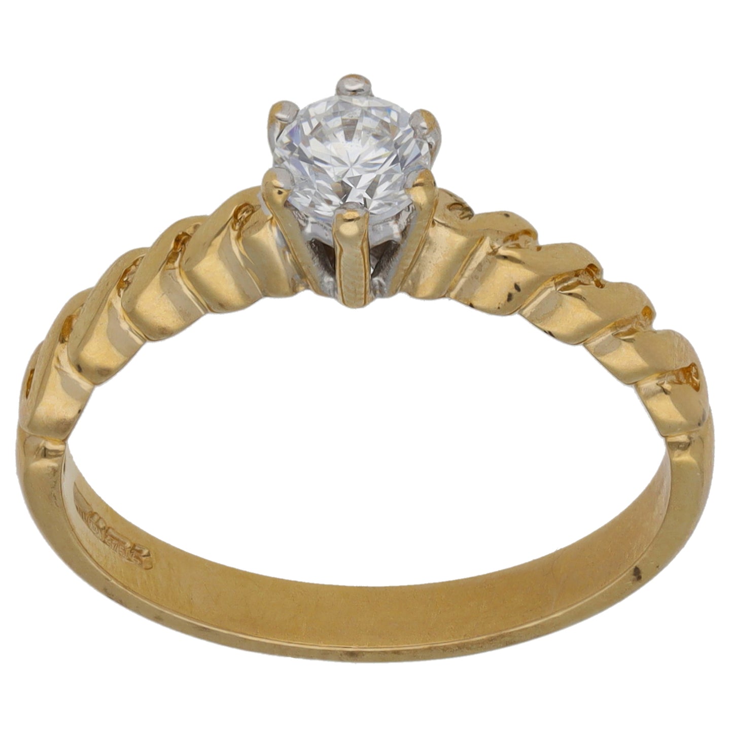 9ct Gold Cubic Zirconia Single Stone Ring Size O