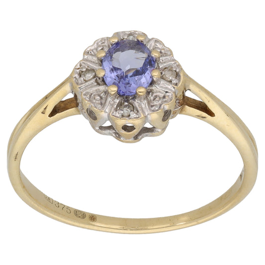 9ct Gold Sapphire & 0.02ct Diamond Dress/Cocktail Ring Size O