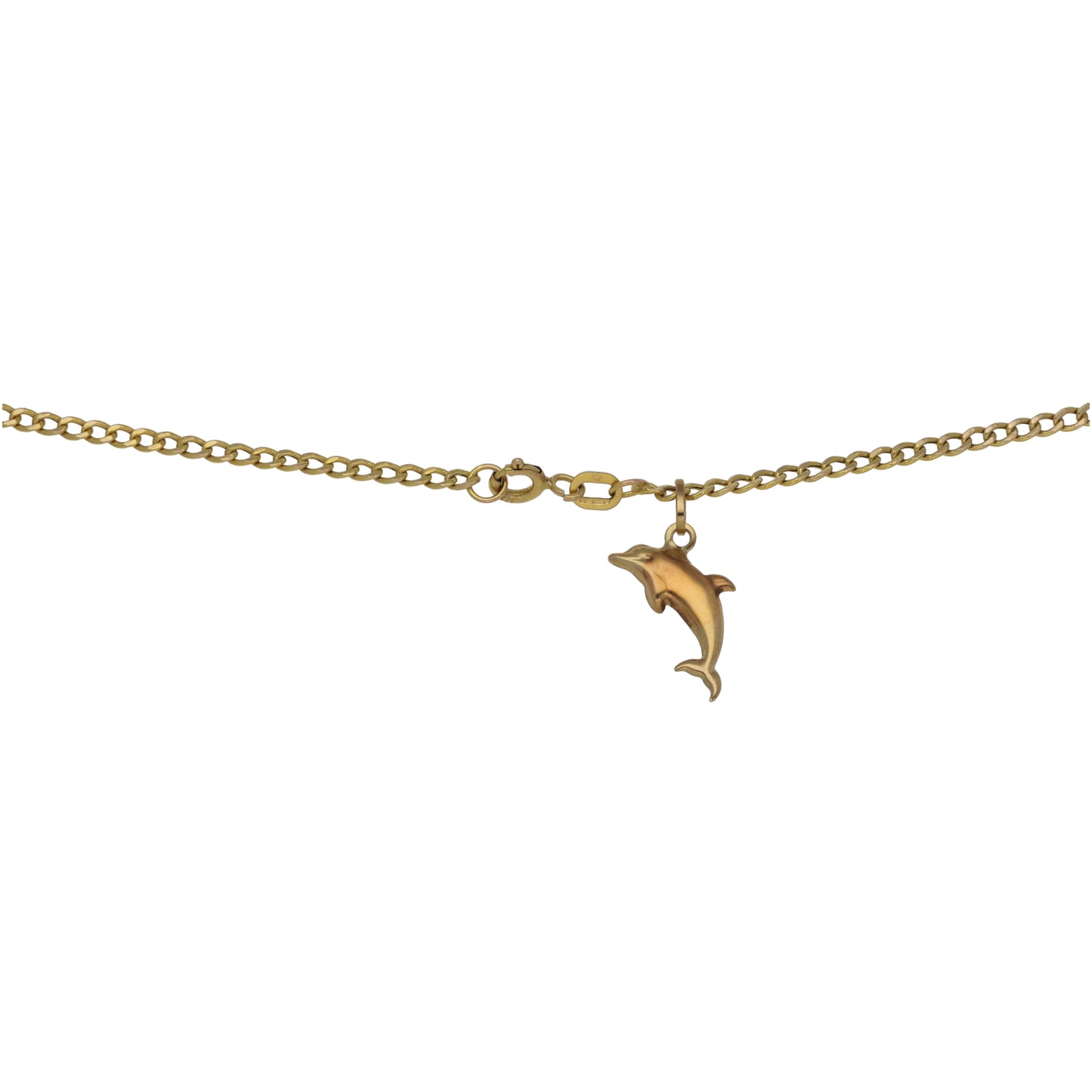 9ct Gold Dolphin Pendant With Chain