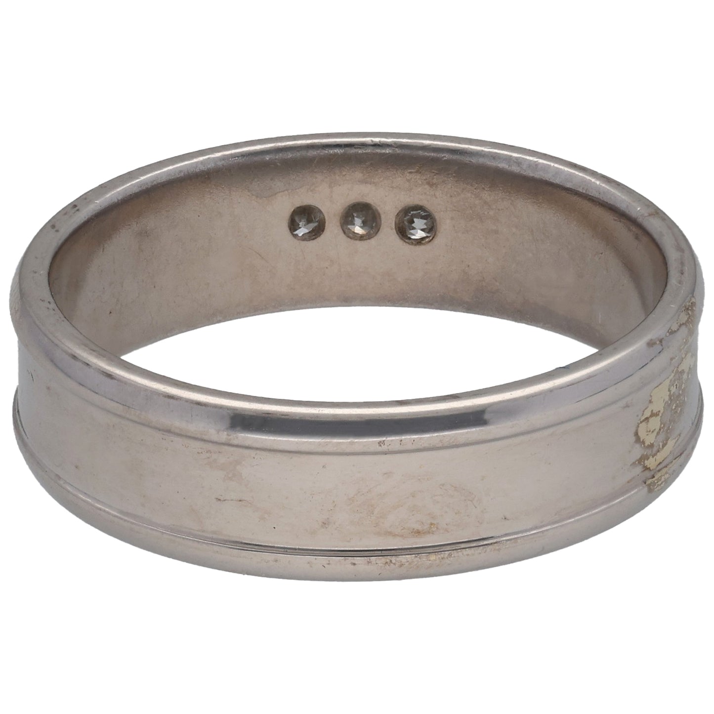 9ct White Gold 0.11ct Diamond Three Stone Ring Size R