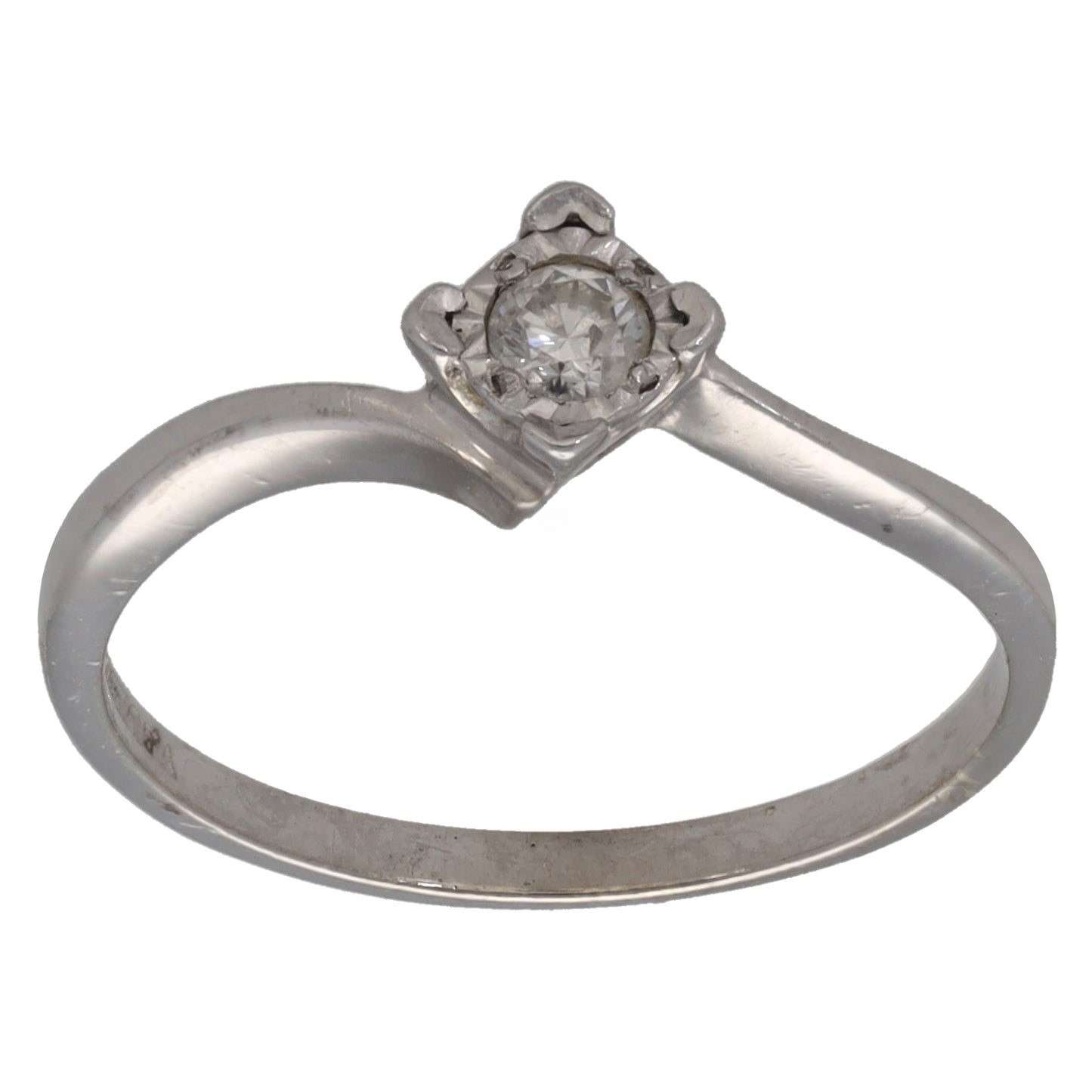 9ct White Gold 0.20ct Diamond Solitaire Ring Size M