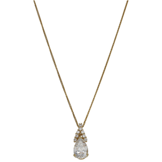 14ct Gold Cubic Zirconia Dress/Cocktail Pendant With Chain
