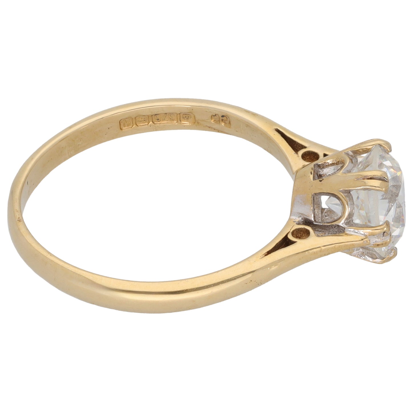 9ct Gold Cubic Zirconia Single Stone Ring Size M