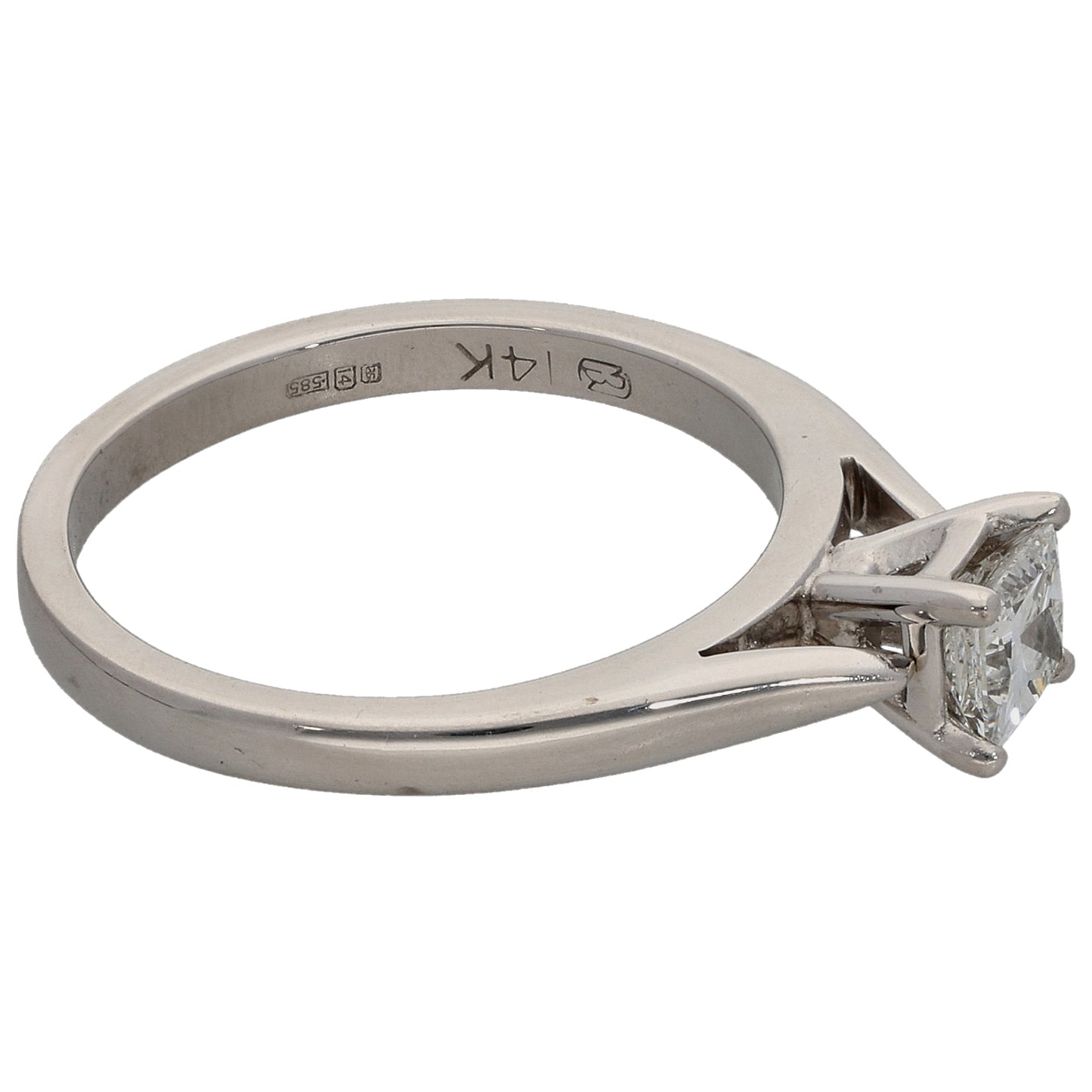 14ct White Gold 0.50ct Diamond Solitaire Ring Size N