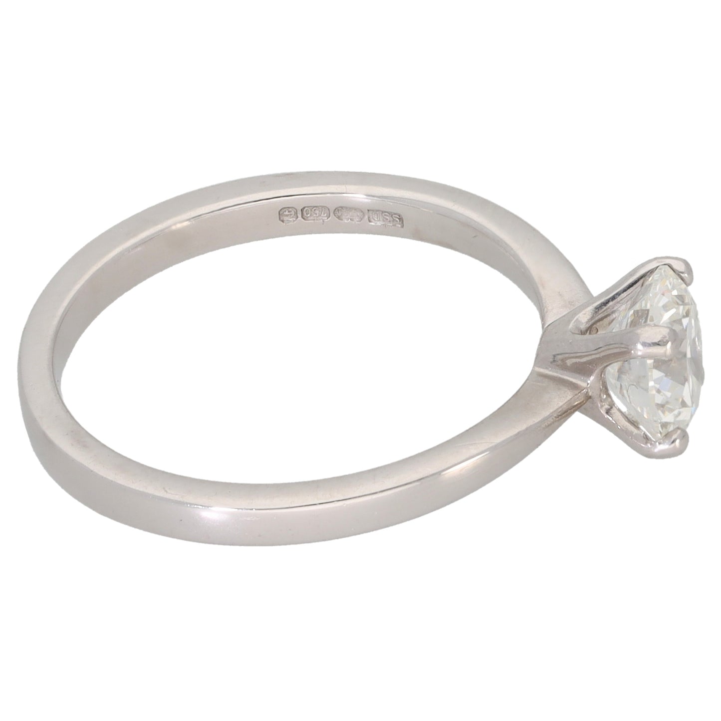 18ct White Gold 0.75ct Diamond Solitaire Ring Size K