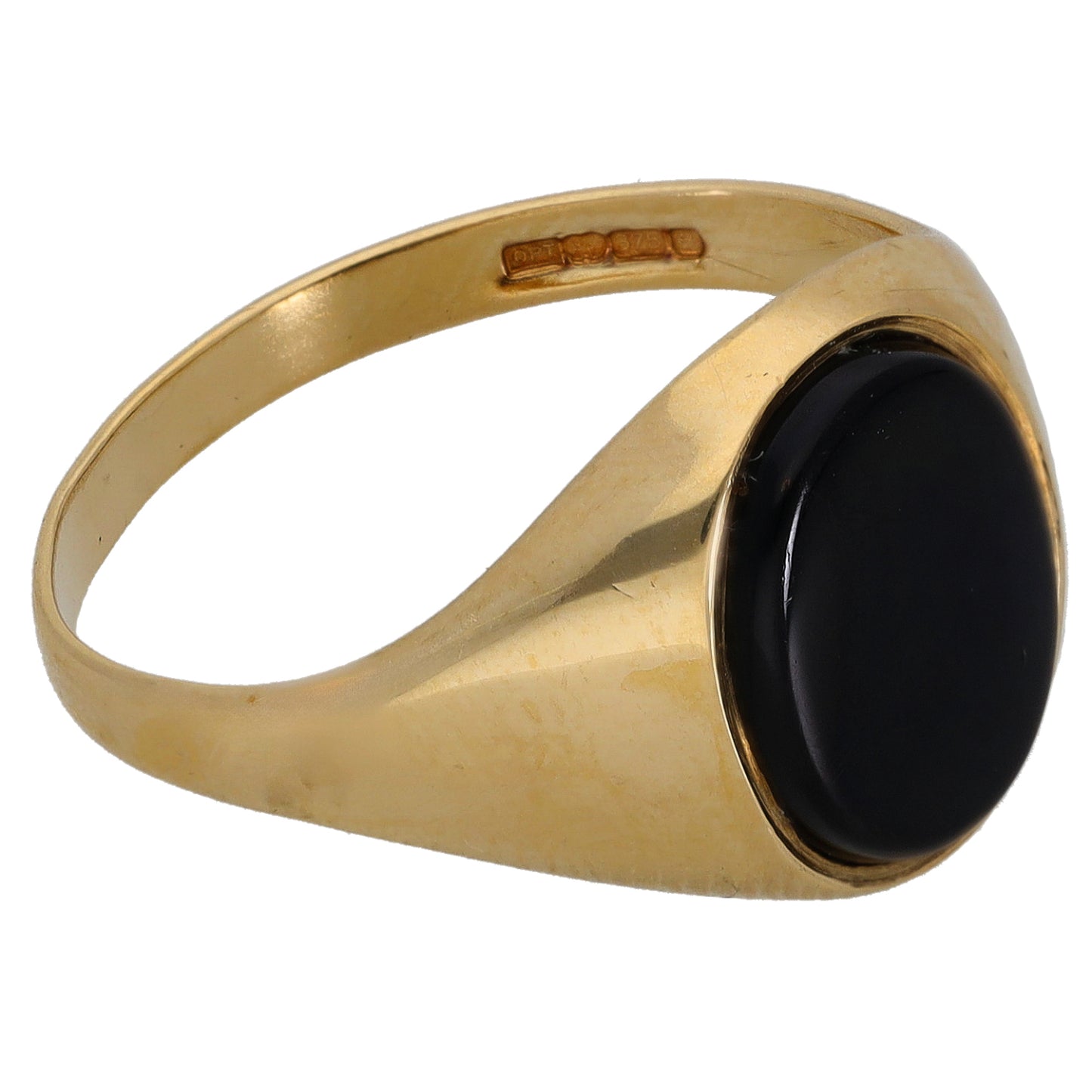 9ct Gold Onyx Single Stone Signet Ring Size Q