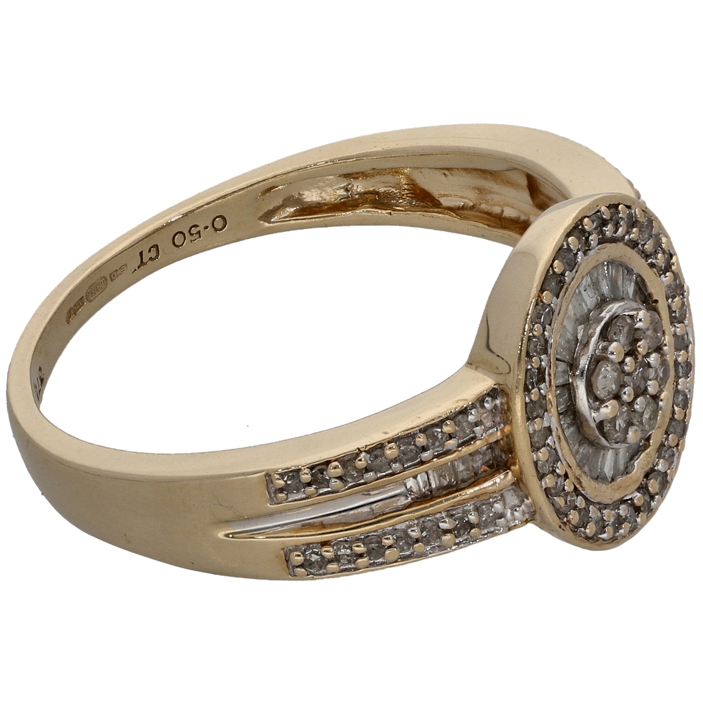 9ct Gold 0.50ct Diamond Cluster Ring Size P