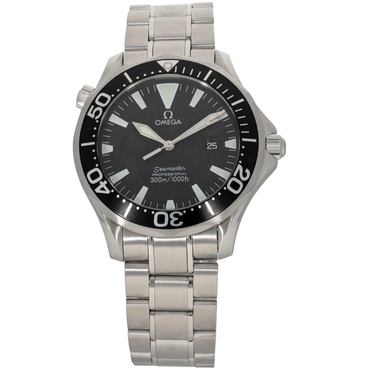 Omega Seamaster 2264.50.00 with black case and bezel in stainless steel bracelet and case, front