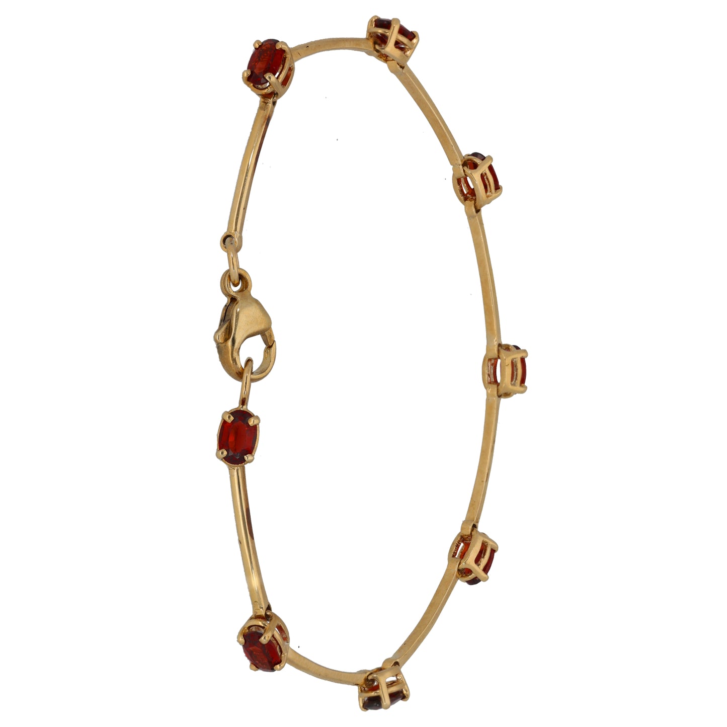 9ct Gold Garnet Fancy Stone Set Bracelet