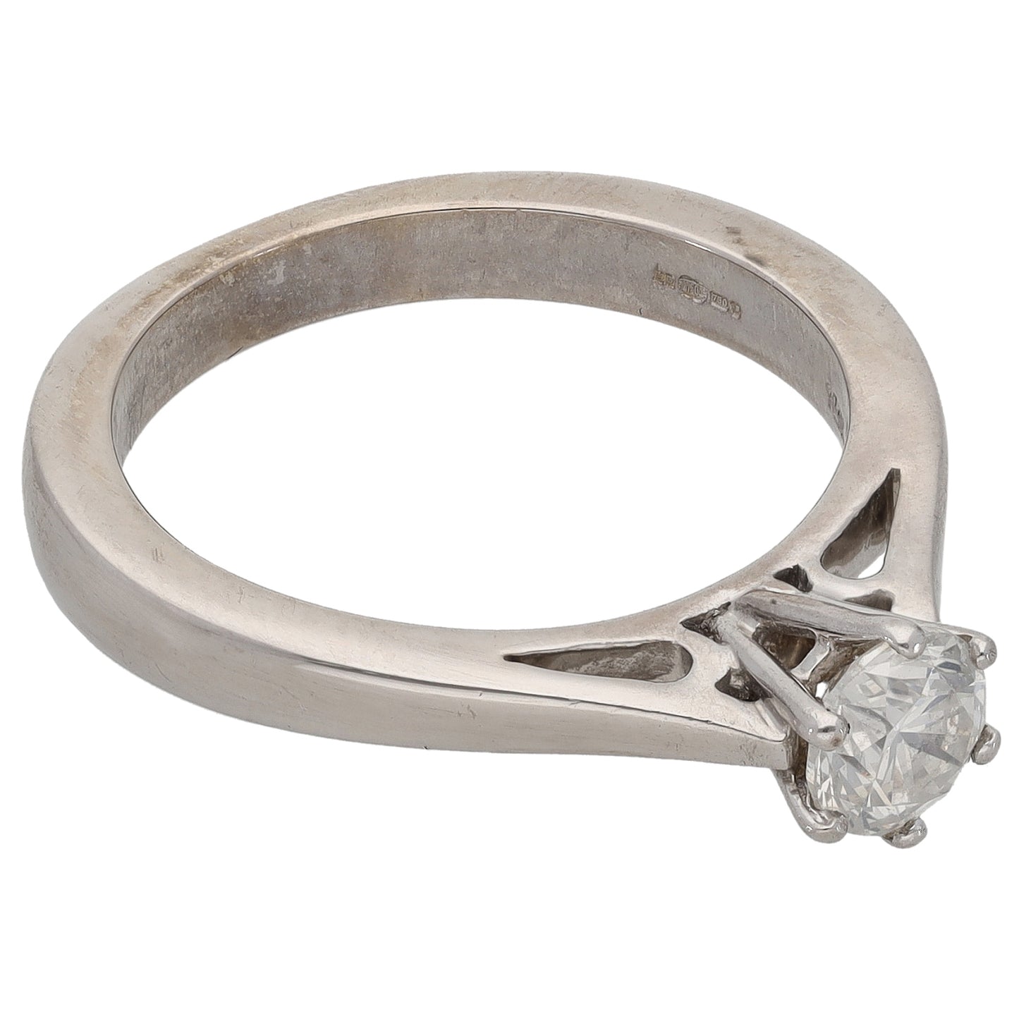 18ct White Gold 0.63ct Diamond Solitaire Ring Size N