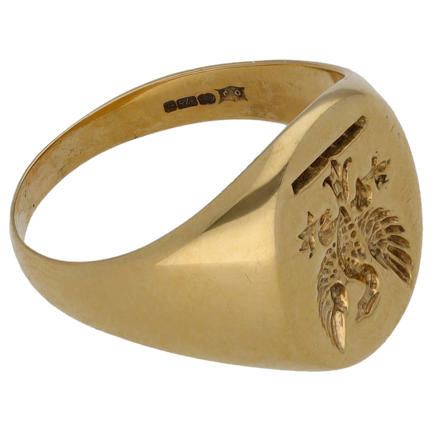 9ct Gold Crest/Emblem Signet Ring Size P