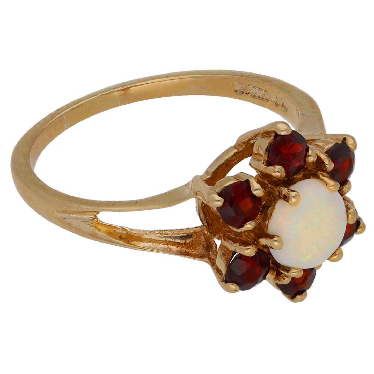 9ct Gold Opal & Garnet Dress/Cocktail Ring Size O