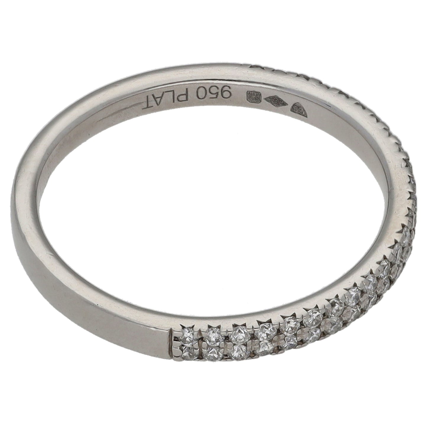 Platinum 0.25ct Diamond Half Eternity Ring Size M