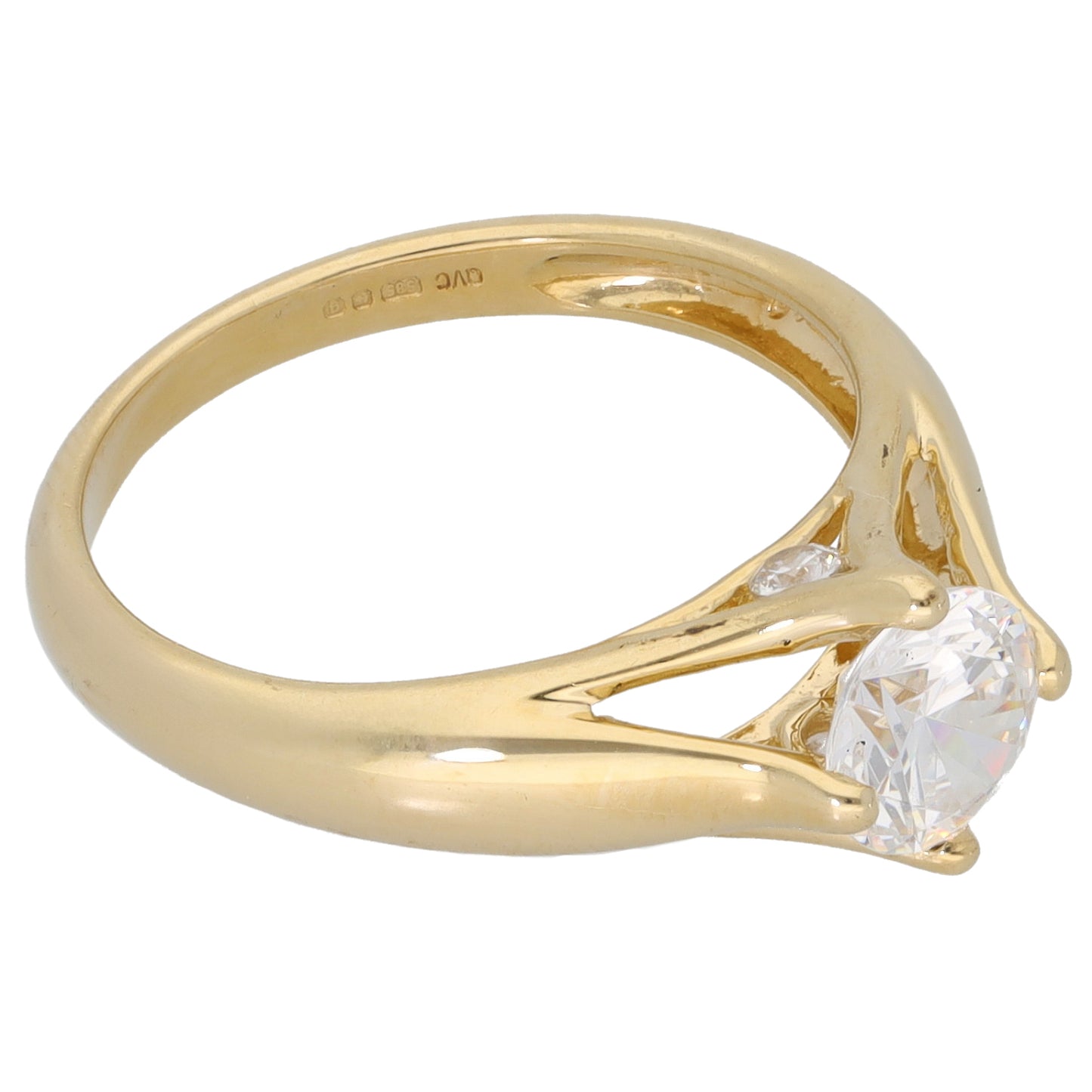 9ct Gold Cubic Zirconia Single Stone Ring Size M