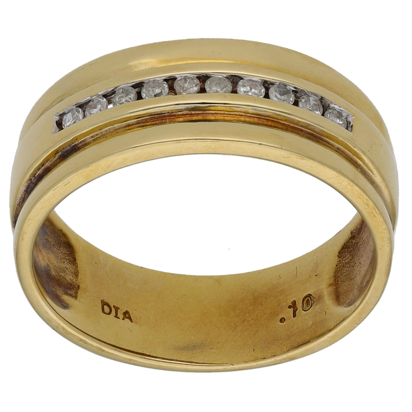 9ct Gold 0.05ct Diamond Patterned Wedding Ring Size L