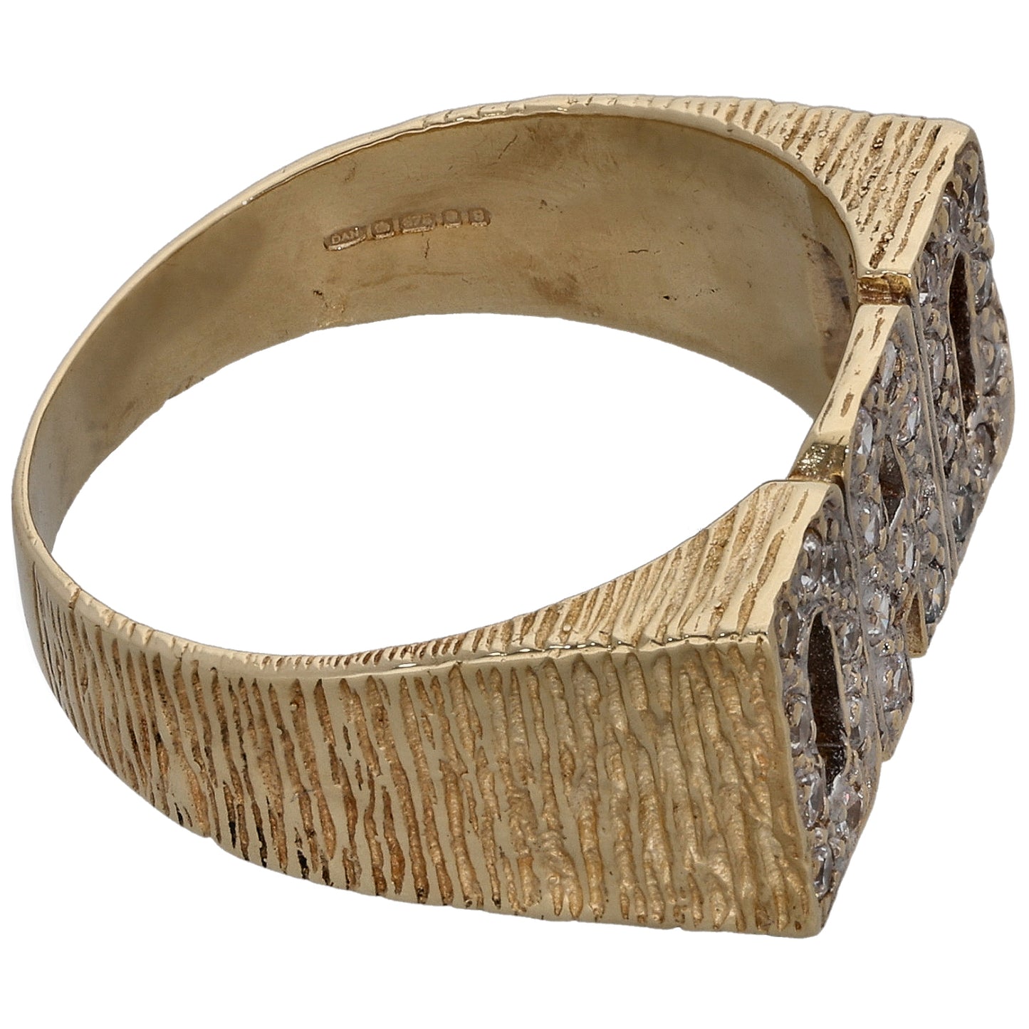 9ct Gold Cubic Zirconia Dad Ring Size T