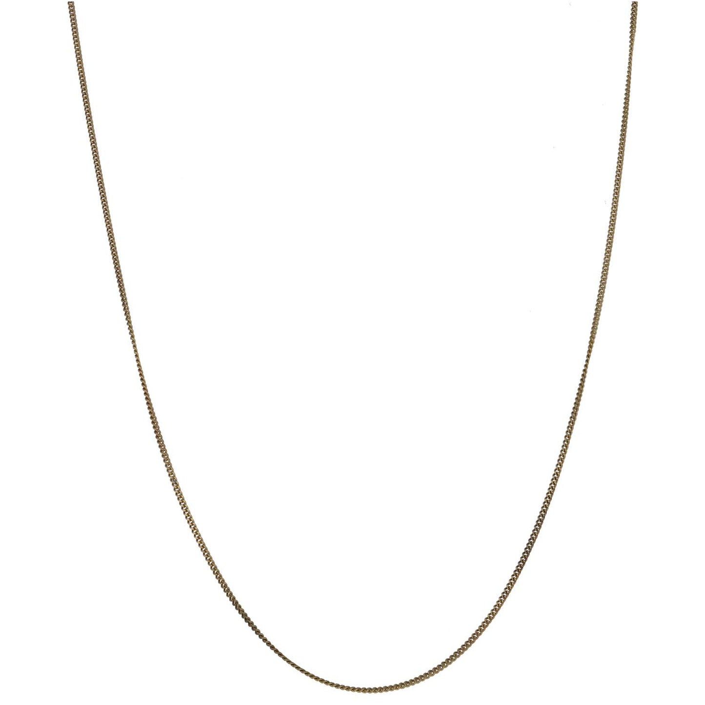 9ct gold curb chain necklace, fine linked rope-style chain