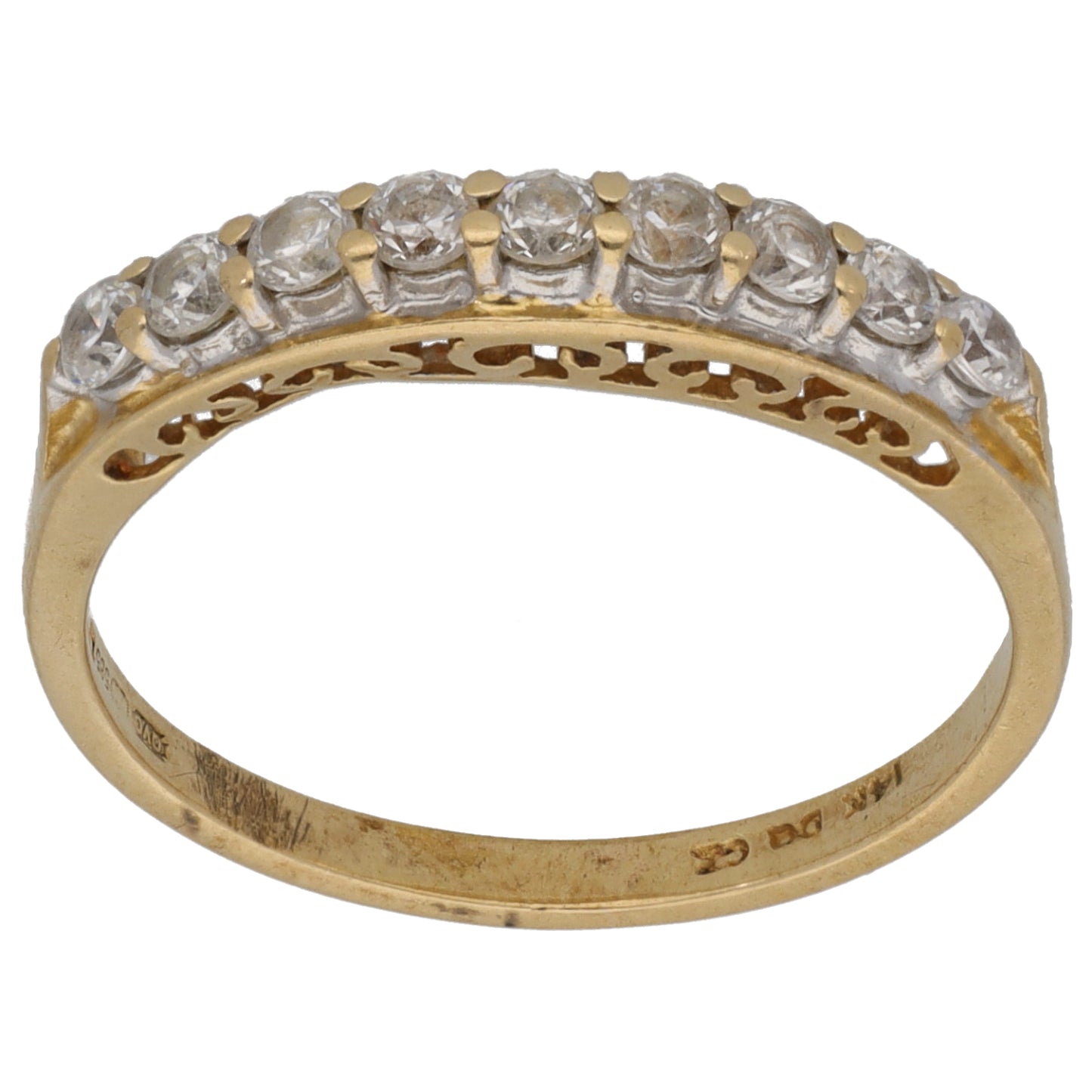 14ct Gold Cubic Zirconia Half Eternity Ring Size O