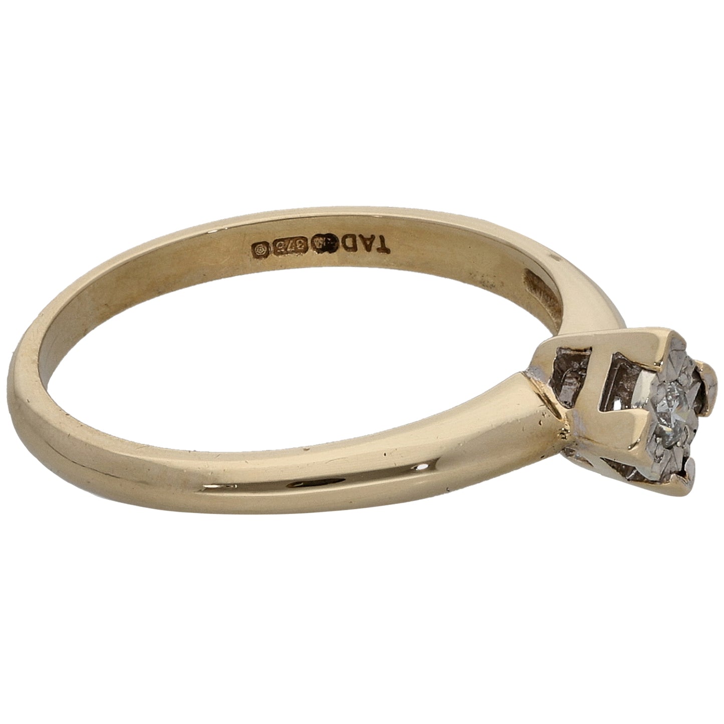 9ct Gold 0.02ct Diamond Solitaire Ring Size K