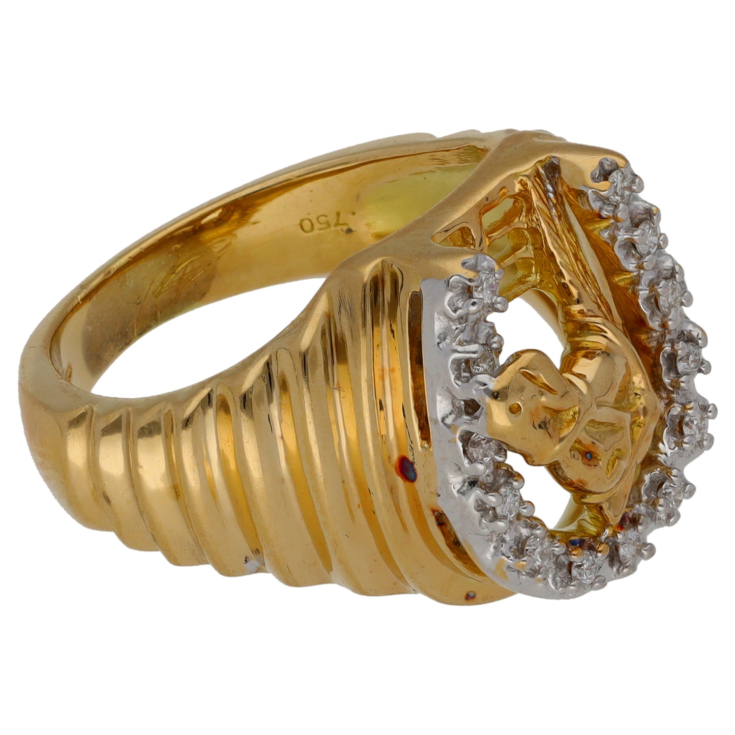 18ct Bicolour Gold 0.13ct Diamond Animal Ring Size P