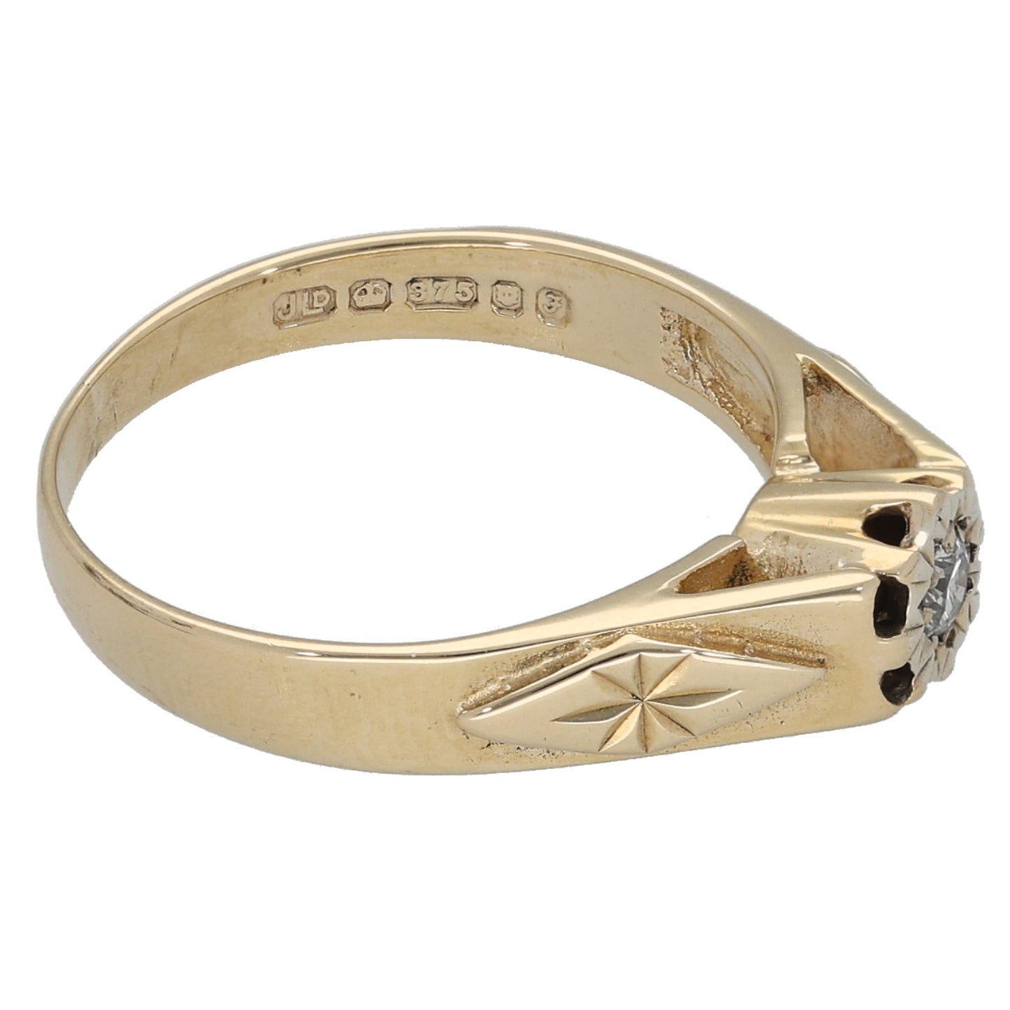 9ct Gold 0.07ct Diamond Solitaire Ring Size K