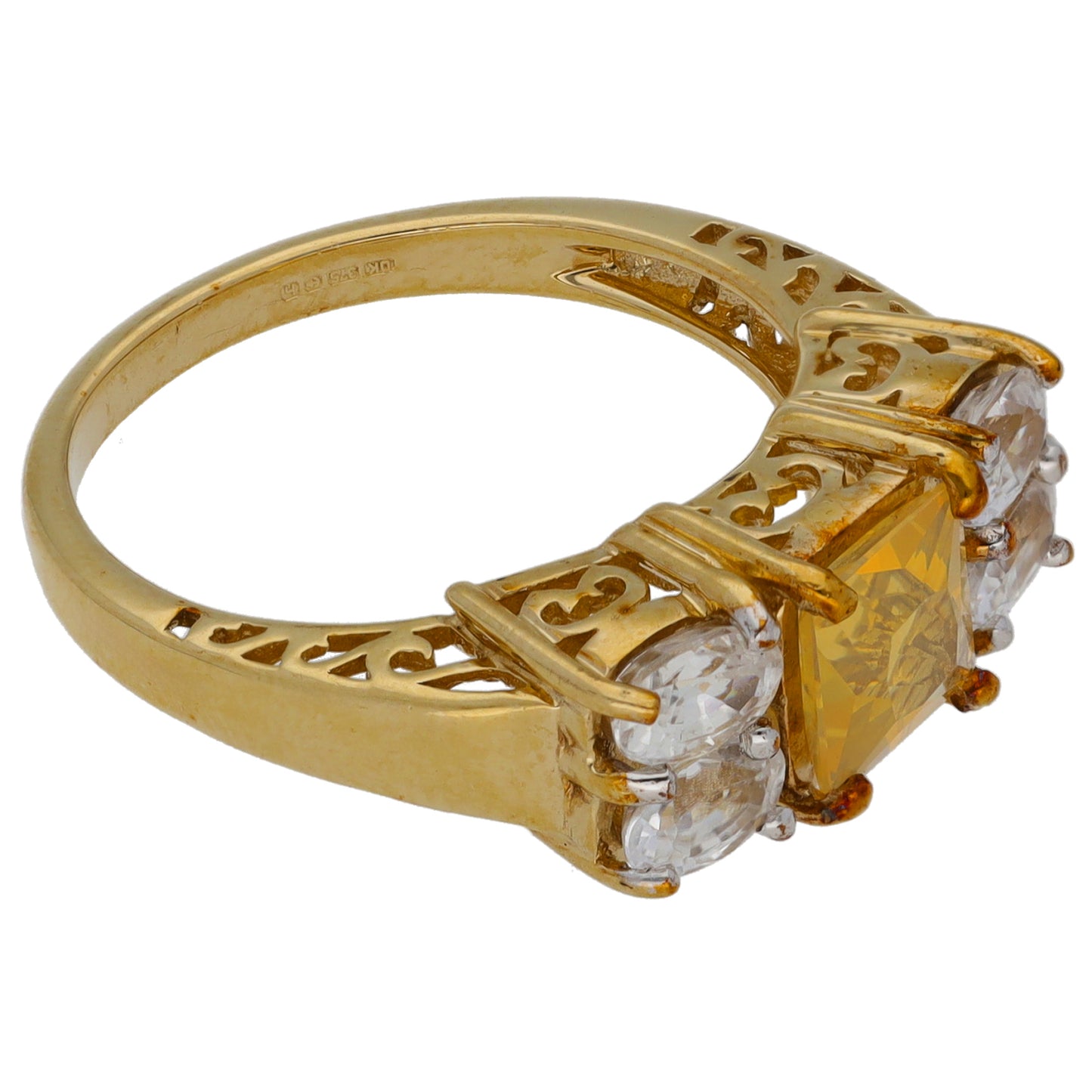 9ct Gold Opal & White Sapphire Dress/Cocktail Ring Size N