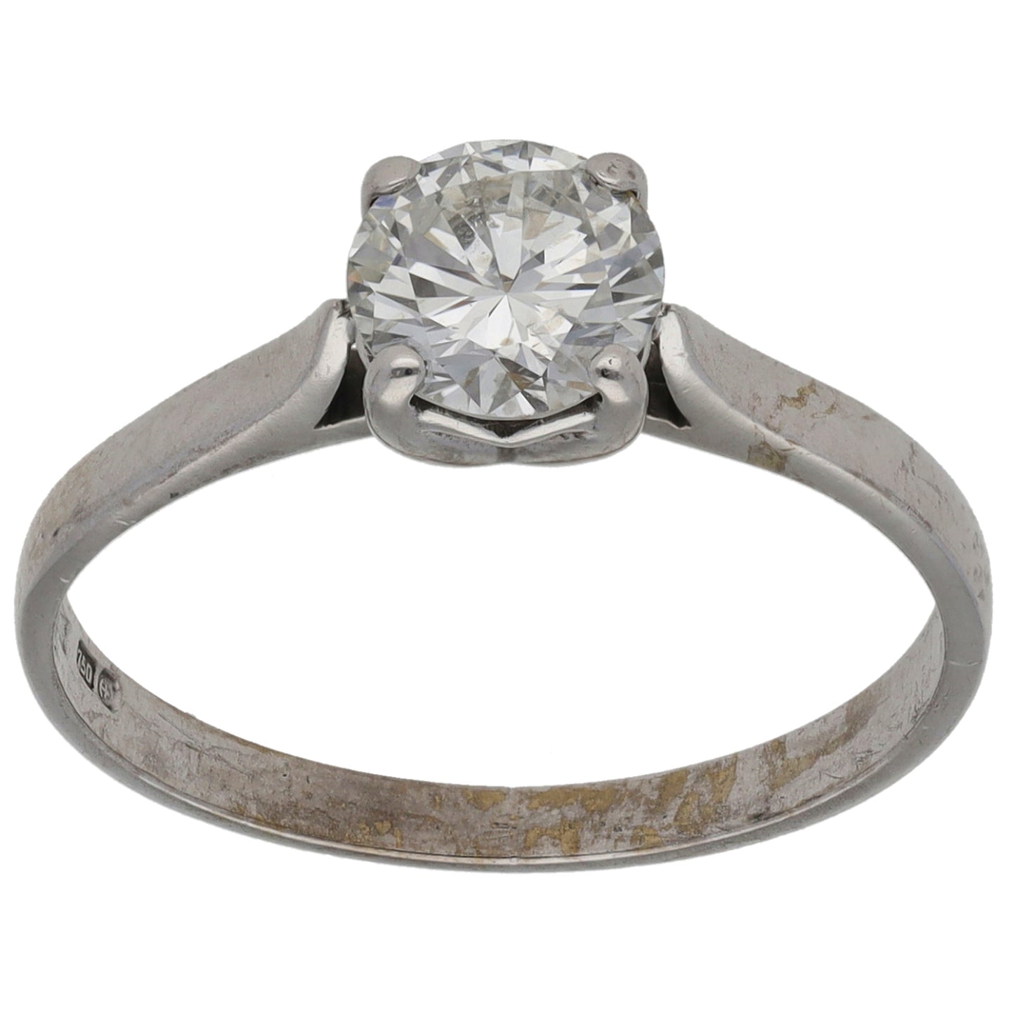 18ct White Gold 0.79ct Diamond Solitaire Ring Size N