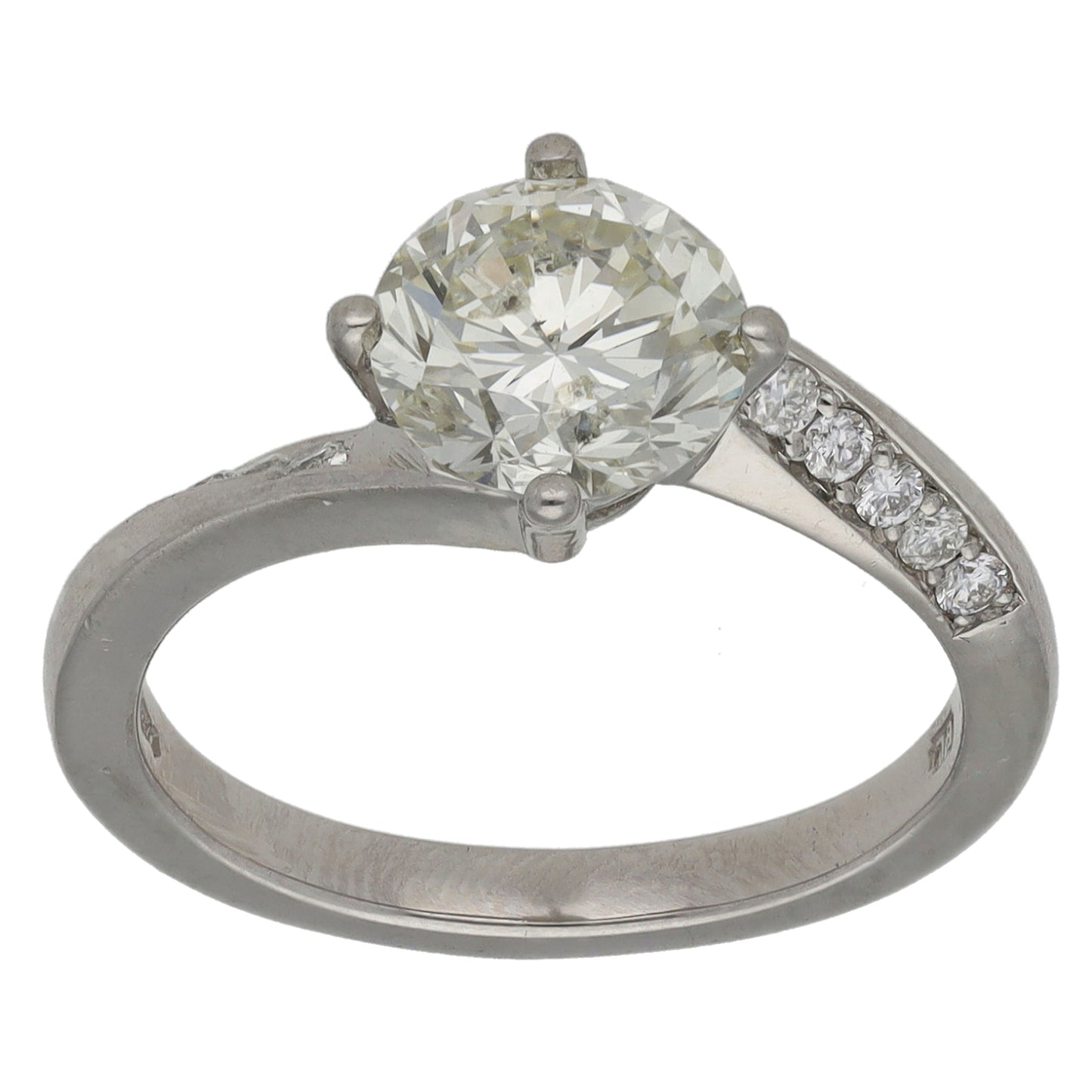 Platinum 2.04ct Diamond Solitaire Ring With Accent Stones Size M