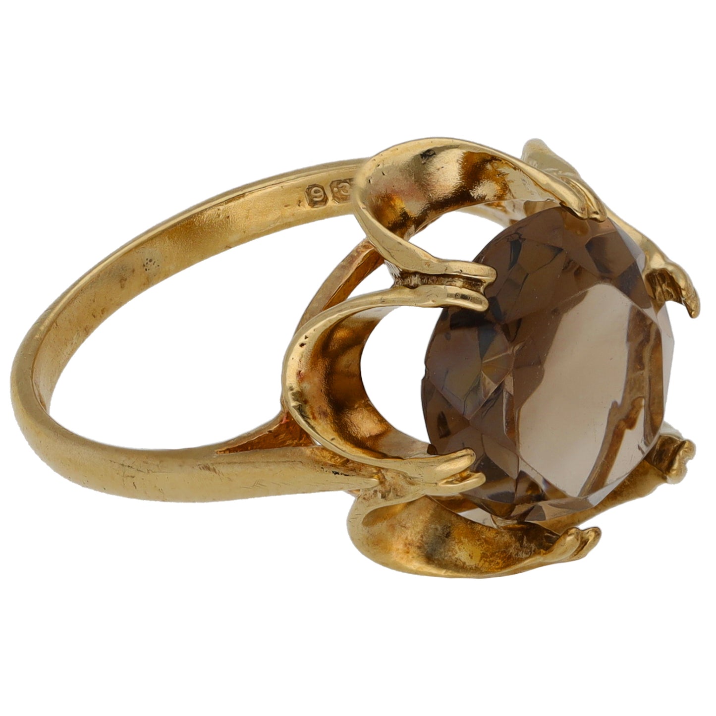 9ct Gold Smoky Quartz Single Stone Ring Size K