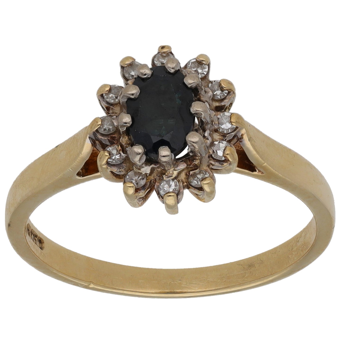 9ct Gold Sapphire & 0.10ct Diamond Dress/Cocktail Ring Size O