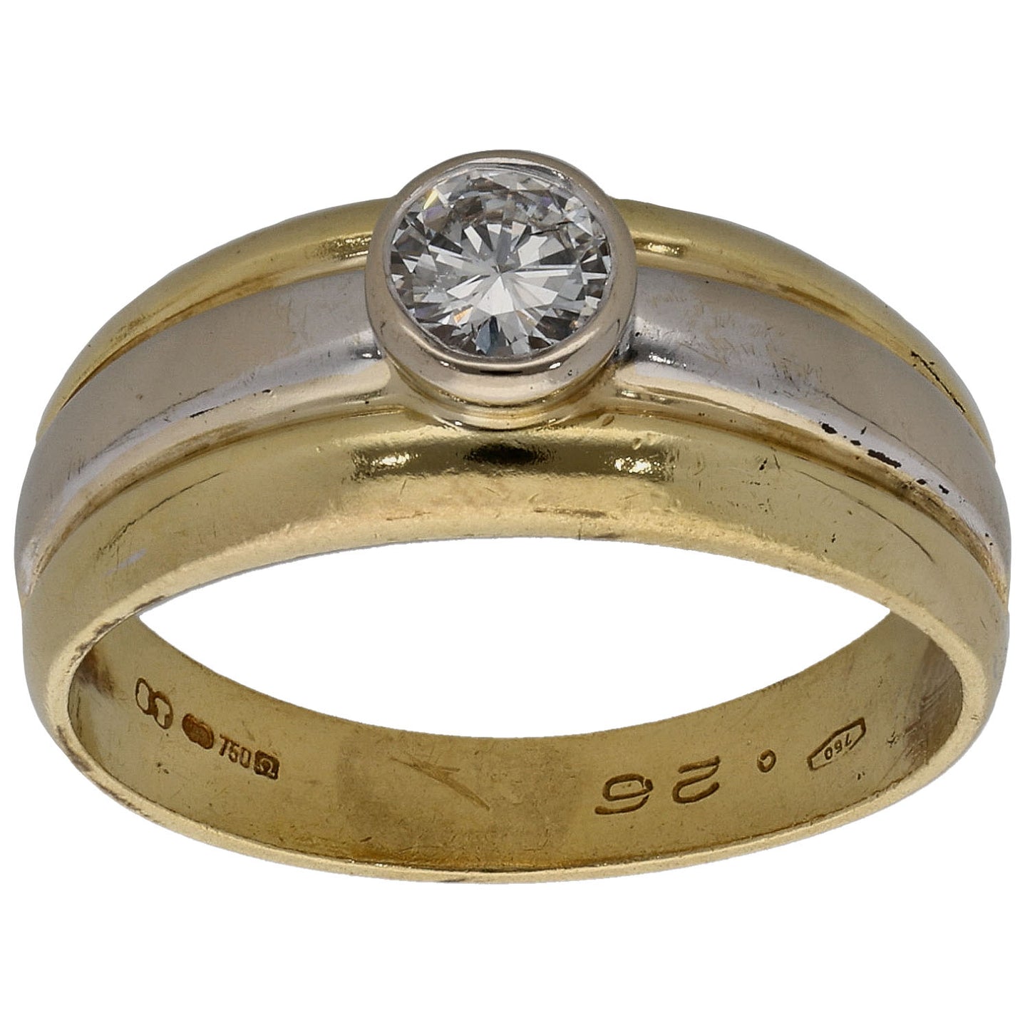 18ct Bi-Colour Gold 0.26ct Diamond Solitaire Ring Size N