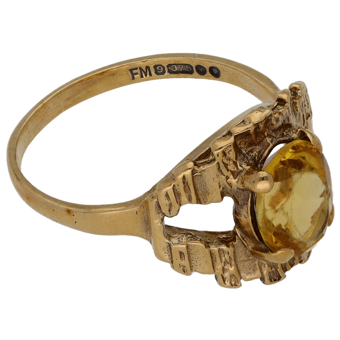 9ct Gold Citrine Single Stone Ring Size P