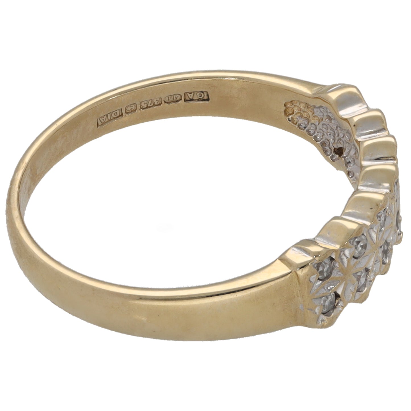 9ct Gold 0.10ct Diamond Half Eternity Ring Size N