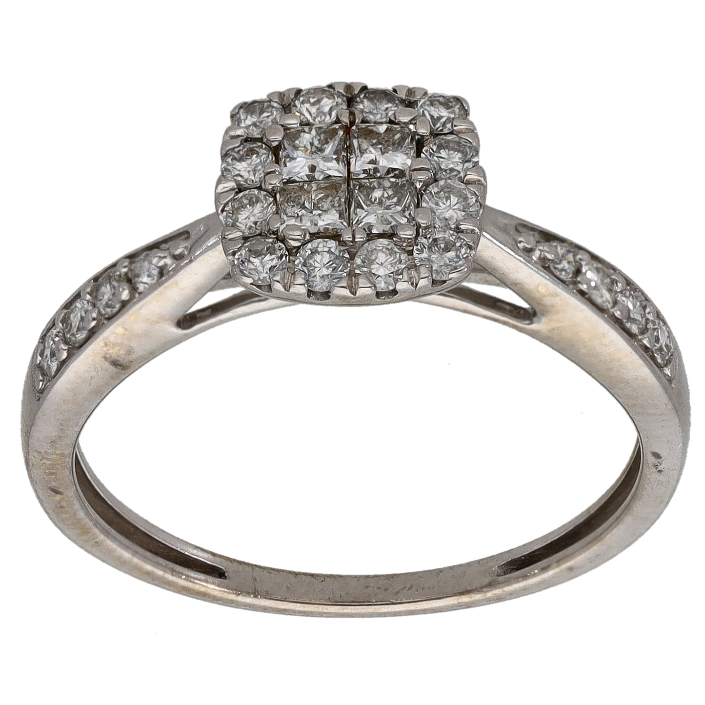 9ct White Gold 0.50ct Diamond Dress/Cocktail Ring Size L