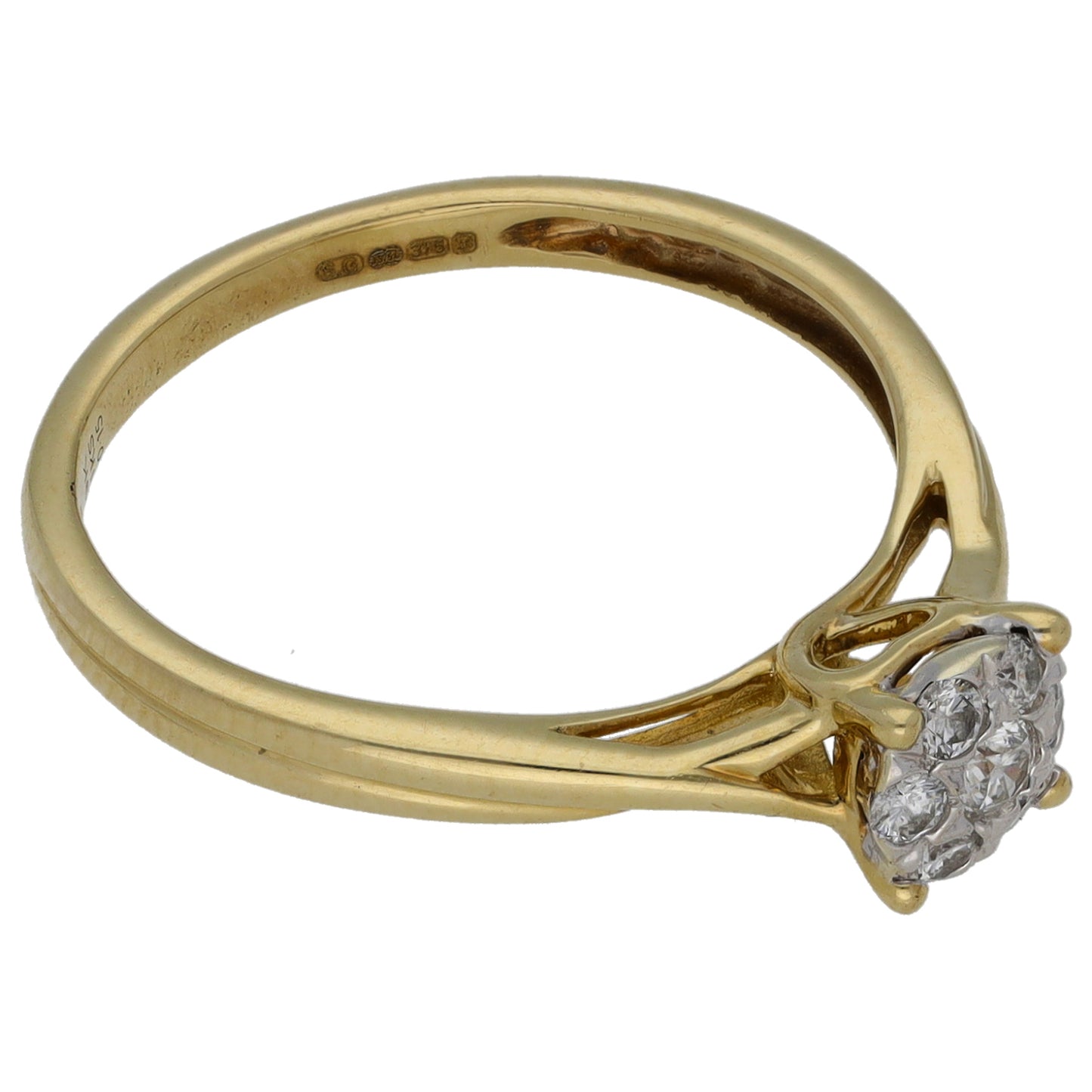 9ct Gold 0.15ct Diamond Cluster Ring Size N