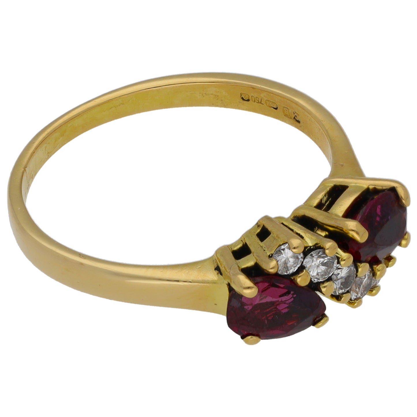 18ct Gold 0.15ct Diamond & Ruby Dress/Cocktail Ring Size O