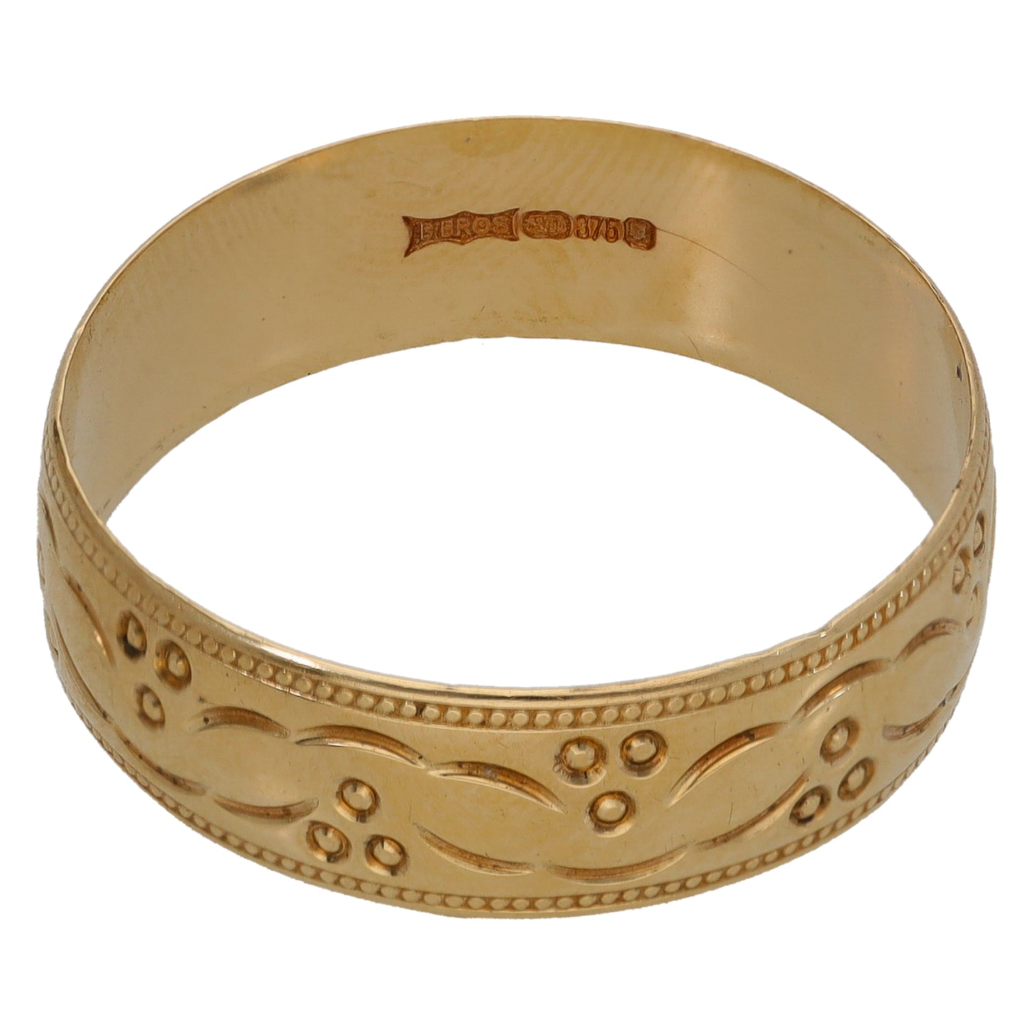 9ct Gold Patterned Wedding Ring Size Y
