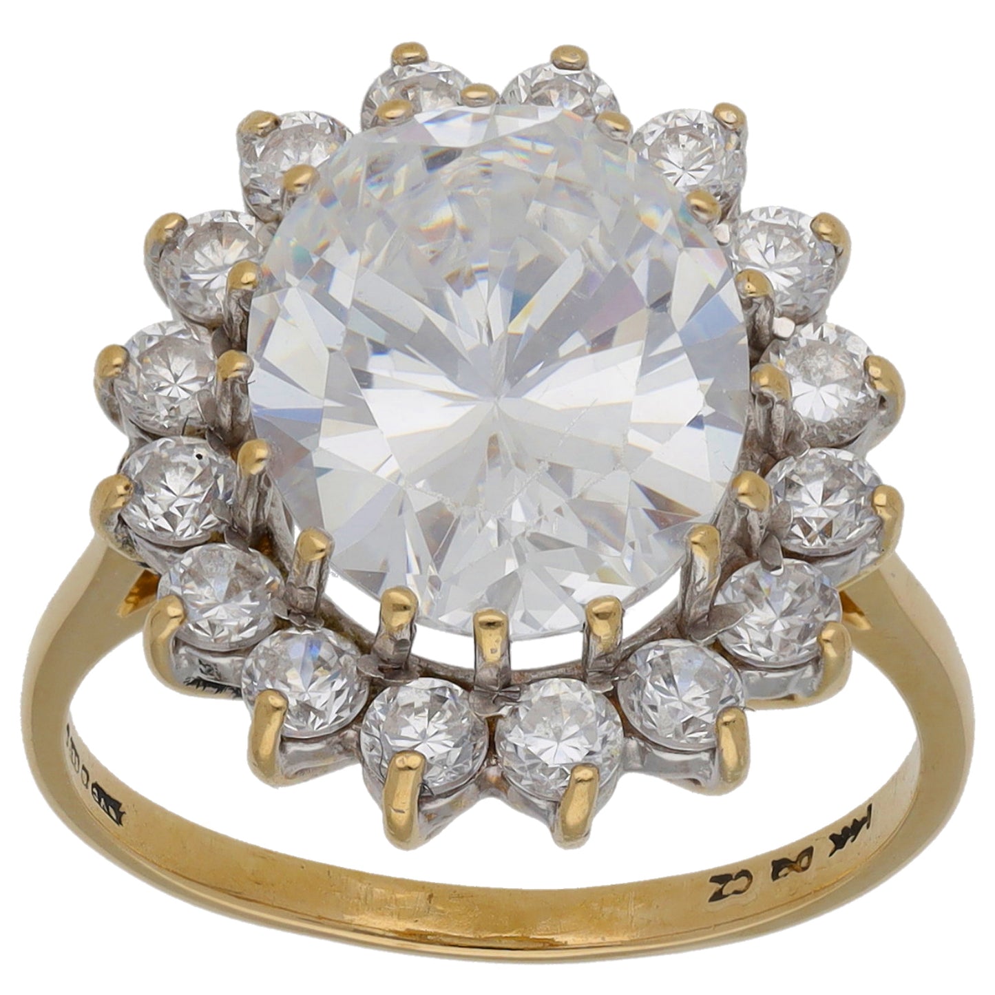 14ct Gold Cubic Zirconia Cluster Ring Size N