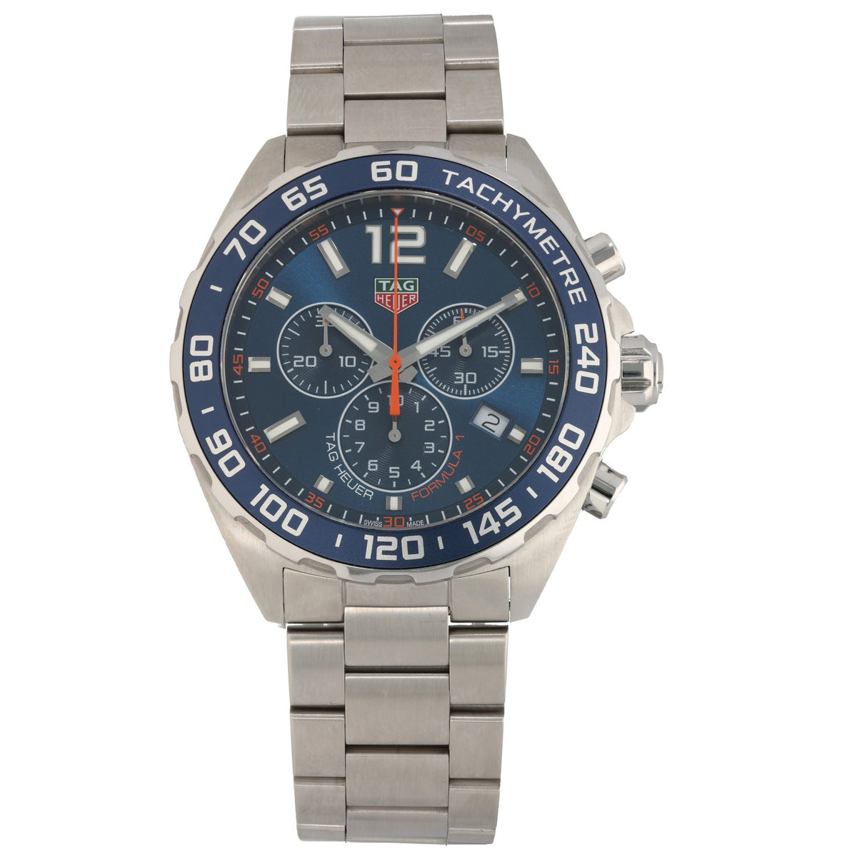 Tag Heuer Formula 1 CAZ1014, blue dial and bezel inside 43mm stainless steel case and bracelet
