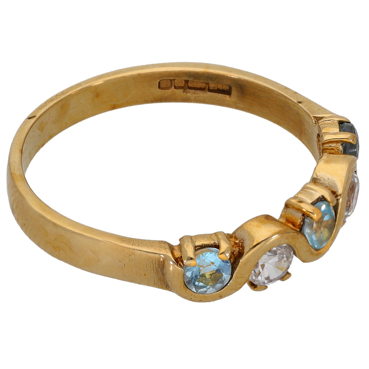 9ct Gold Topaz & Cubic Zirconia Half Eternity Ring Size T