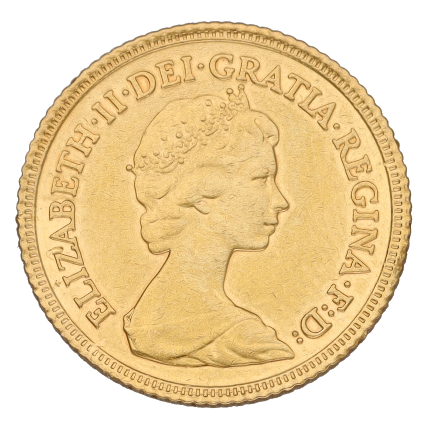 22ct Gold Queen Elizabeth II Half Sovereign Coin 1982