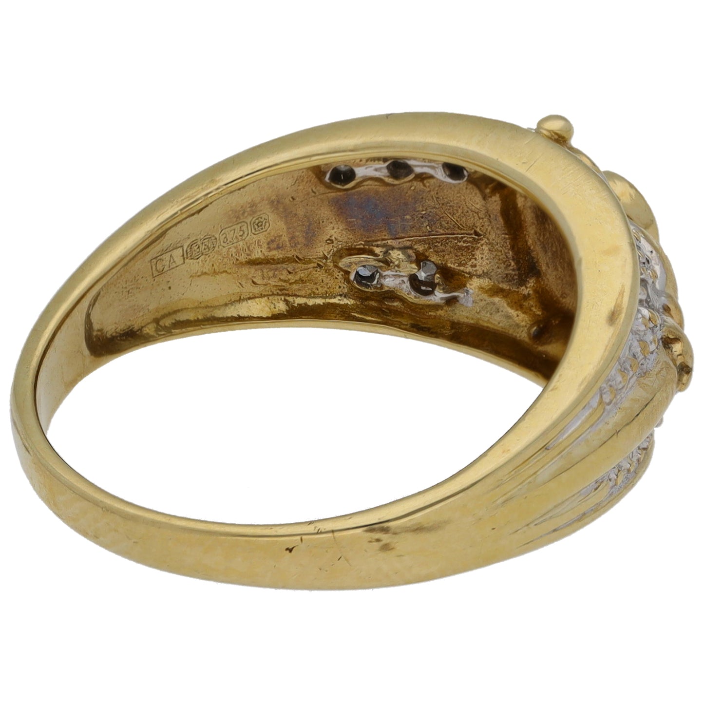 9ct Gold 0.05ct Diamond Claddagh Ring Size P