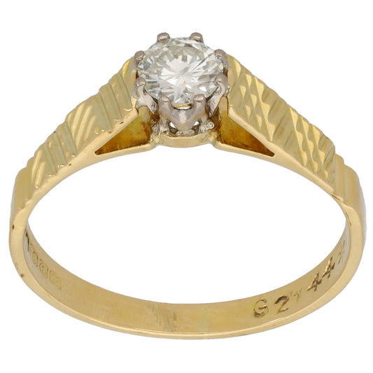 18ct Gold 0.33ct Diamond Solitaire Ring Size O