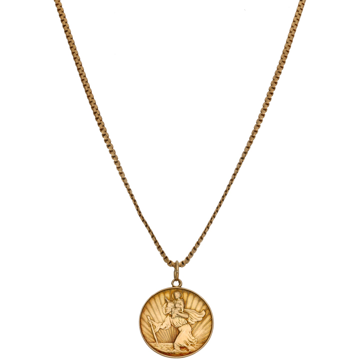 9ct Gold St Christopher Pendant With Chain
