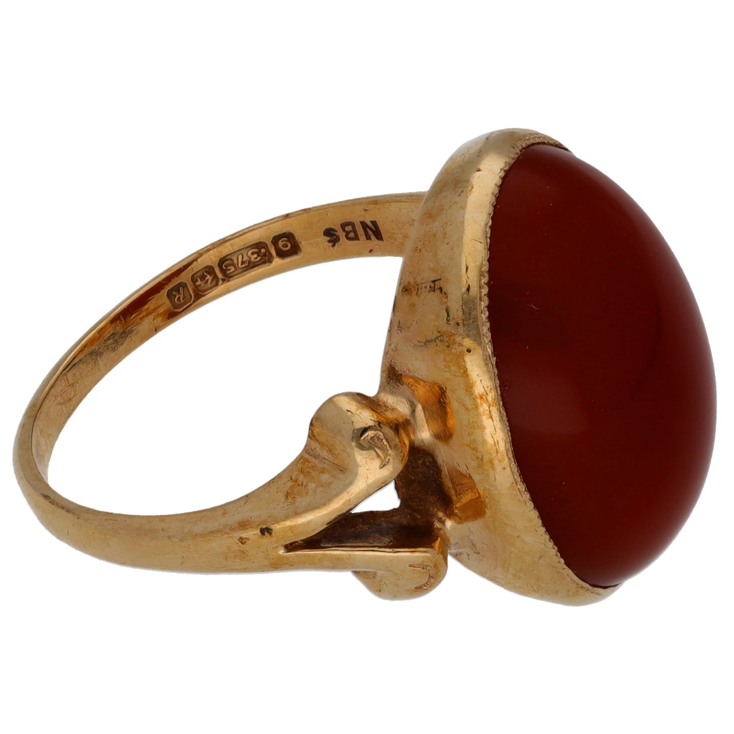 9ct Gold Carnelian Single Stone Ring Size N