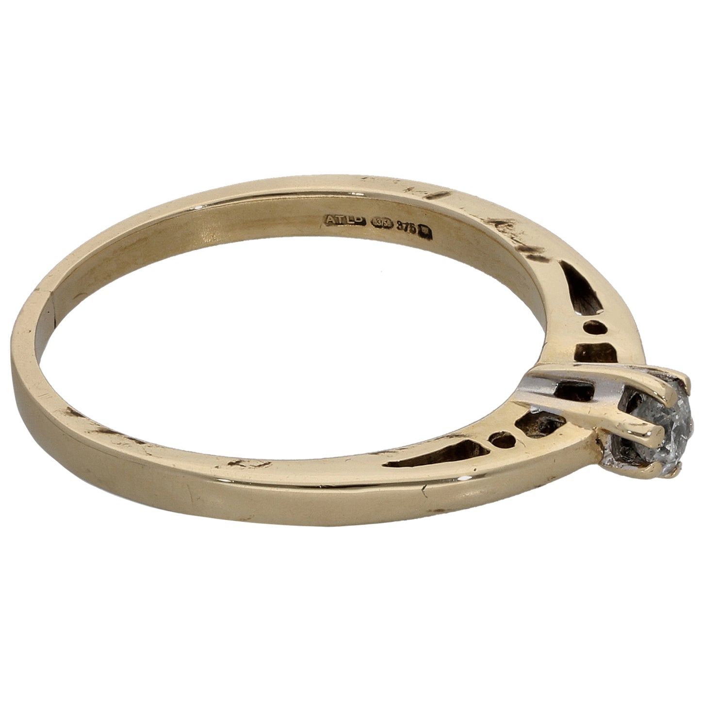 9ct Gold 0.15ct Diamond Solitaire Ring Size N